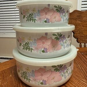 Floral Patterned Storage Bowl Set
